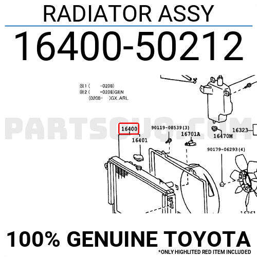 Toyota 16400-50212 part